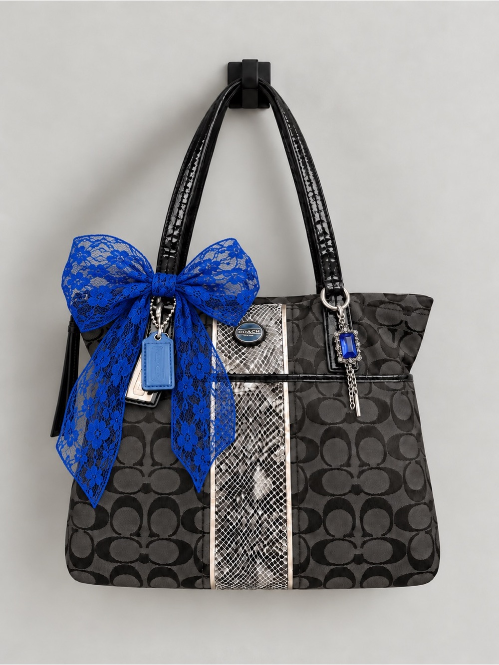 Coach Signature Stripe Python Tote Style F25706